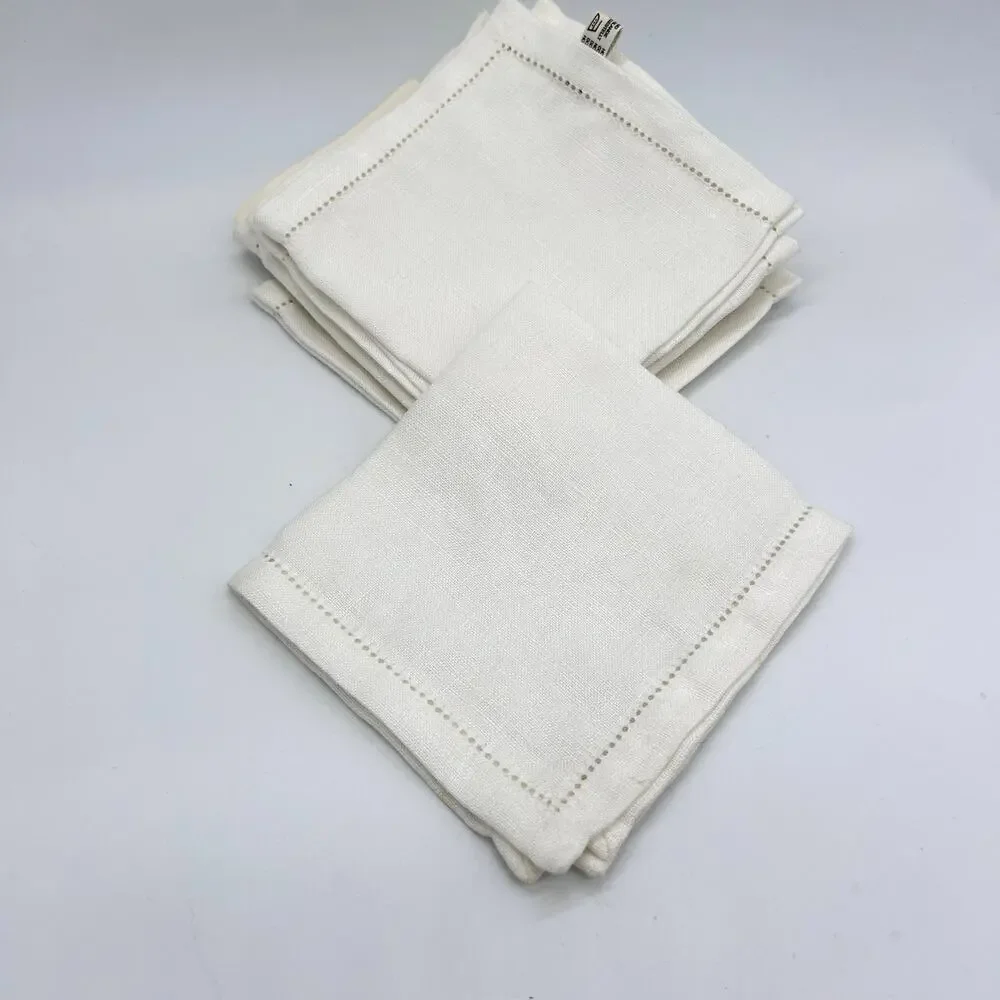 Vintage Irish Linen Cocktail Napkins Nordstrom White Square Set of 6 NWT NOS